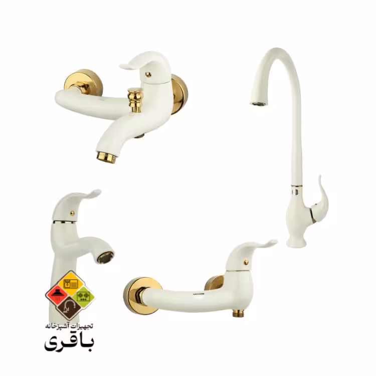 ست شیرآلات راسان مدل اکتاو شیری طلایی