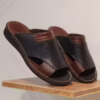 کفش صندل چرم مردانه کد SD029BK رنگ مشکی