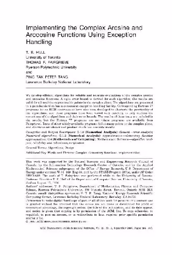خرید و دانلود نسخه کامل کتاب Double-precision evaluation of complex arcsin and arccos