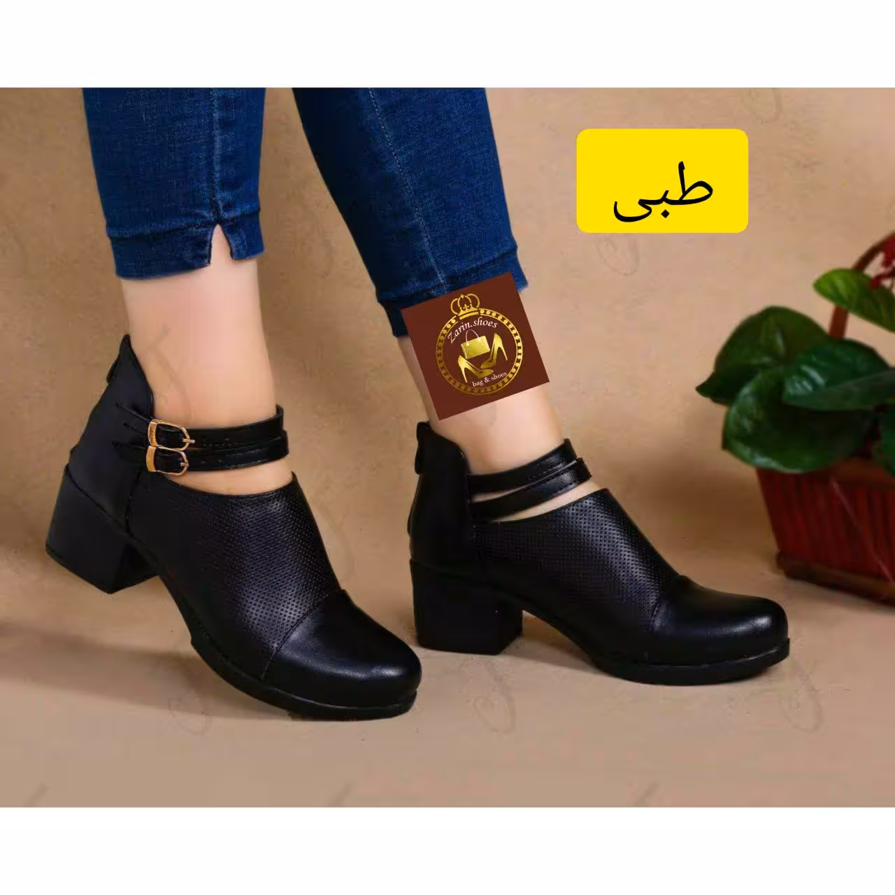 کفش طبی پاشنه دار زنانه دو رکابدار