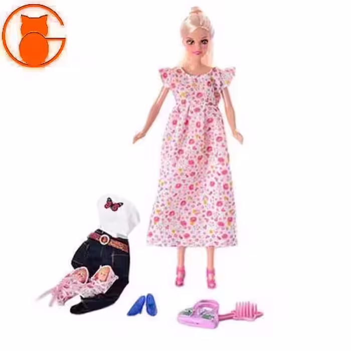 عروسک باربی باردار پیراهن گلدار Defa Lucy
