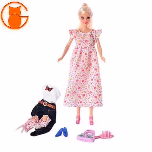 عروسک باربی باردار پیراهن گلدار Defa Lucy