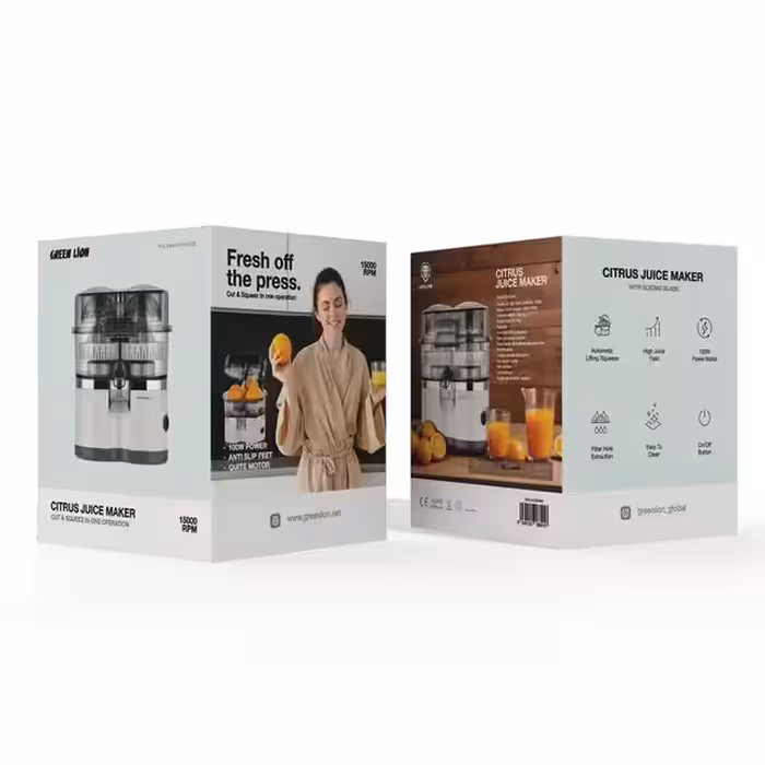 آبمیوه ساز مرکبات گرین لاین ، متریال محکم و بادوام، دو مخروط پلاستیکی، تمیز کردن آسان، پایه ضد لغزش Green Lion Citrus Juice Maker