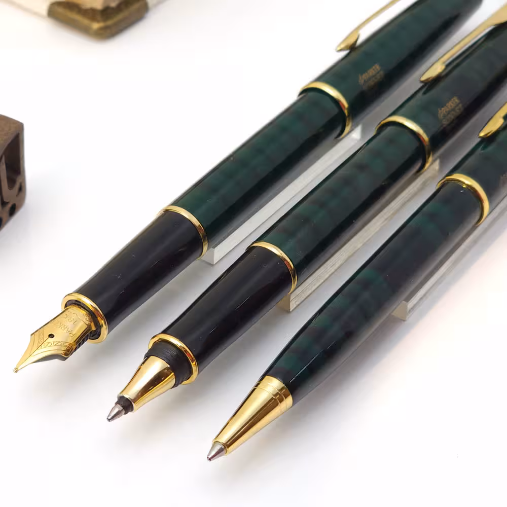 پارکر خودنویس، خودکار و روان نویس سونت سبز جنگلی گیره طلایی Parker Sonnet Forest green laquer with gold plated