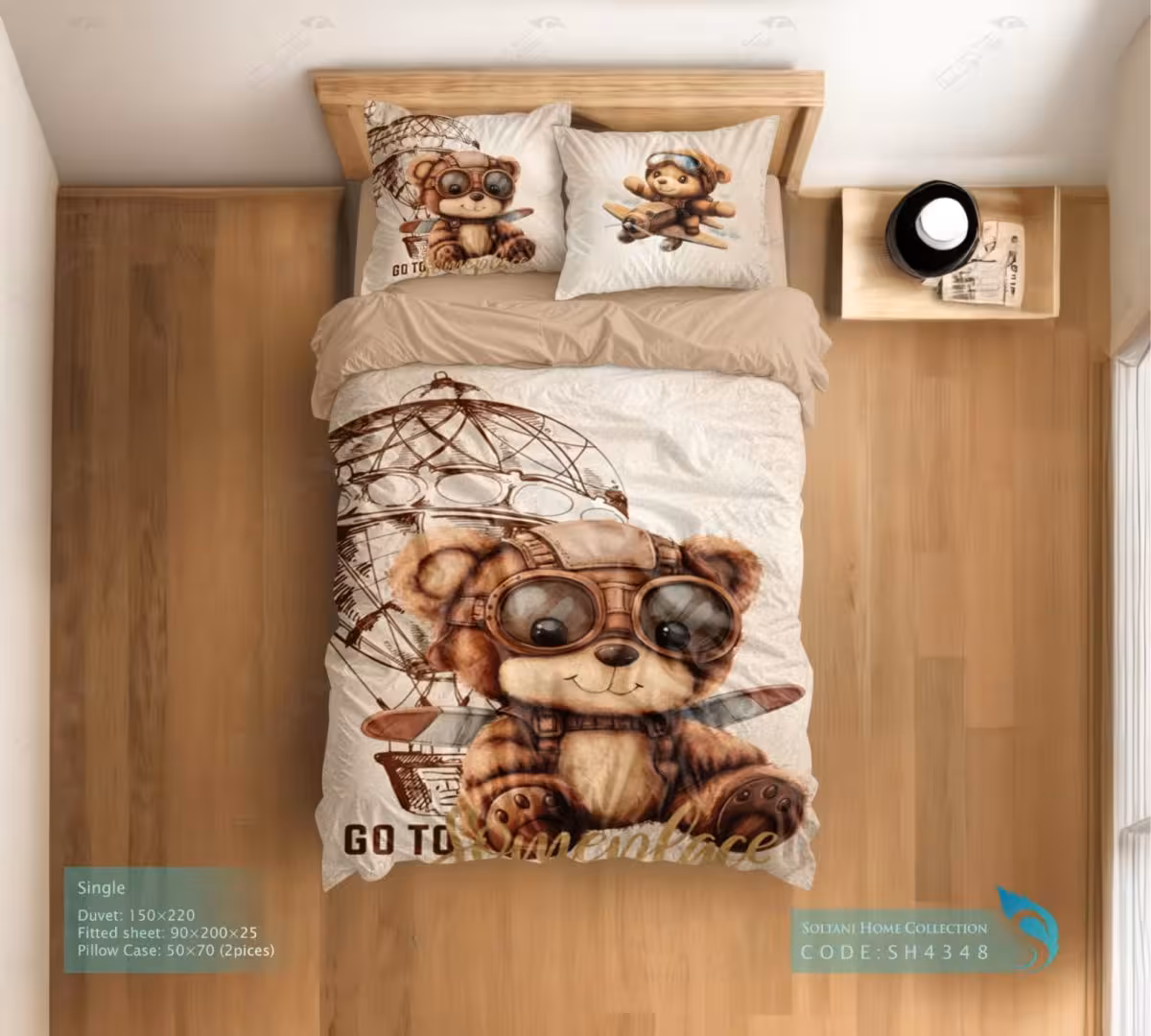 روتختی و ست کامل طرح تدی و بالن سایز یکنفره کد SH4348