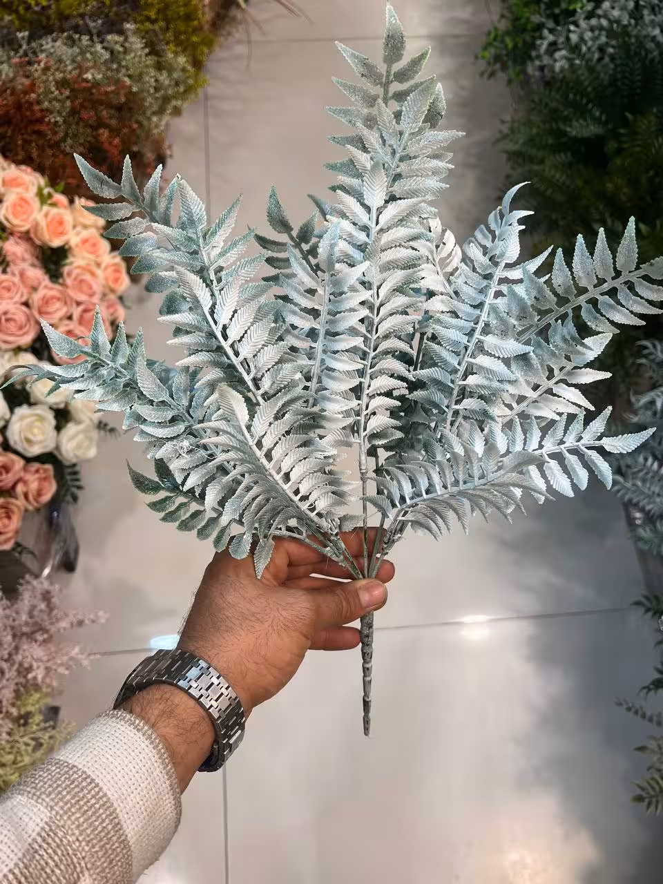 بوته سرخس مصنوعی سفید