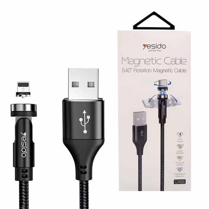 کابل مگنتی USB به لایتنینگ یسیدو YESIDO CA68 طول 1 متر 2.4 آمپر