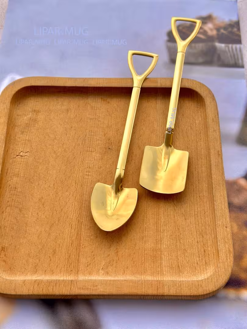 ست قاشق دسر و فینگر فود طرح بیل  طلایی