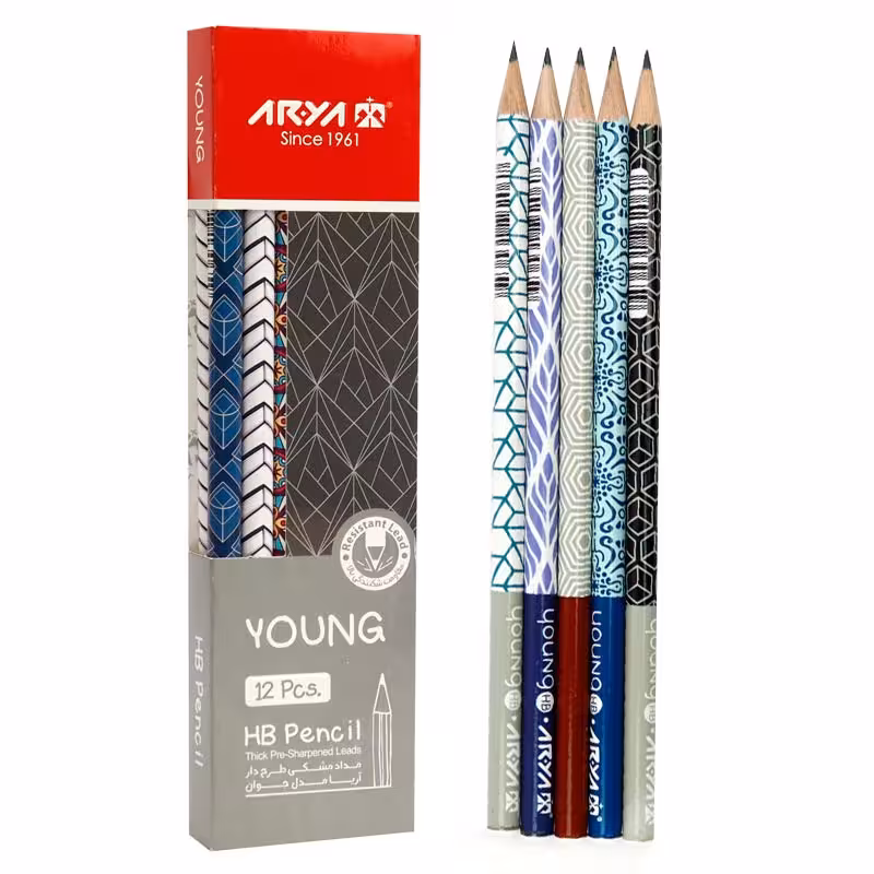 مداد مشکی طرح دار آریا Arya 3044 بسته 12 عددی