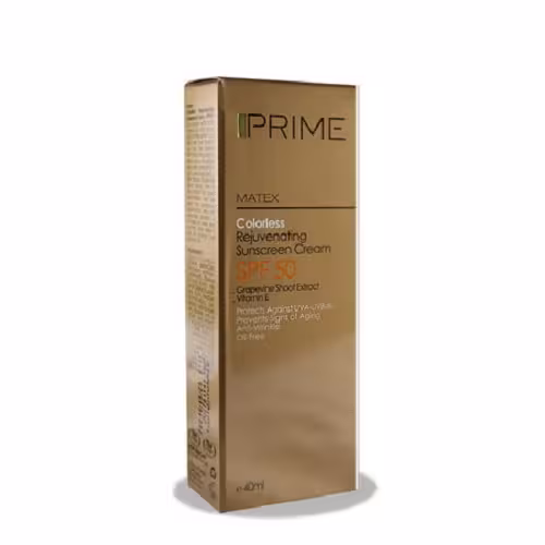 کرم ضد آفتاب بی رنگ جوان کننده پریم SPF50 حجم 40 میلی لیتر