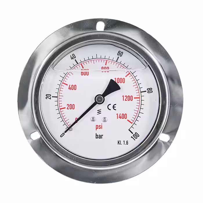 گیج فشار صفحه 10 سانت روغنی 100 بار تابلویی