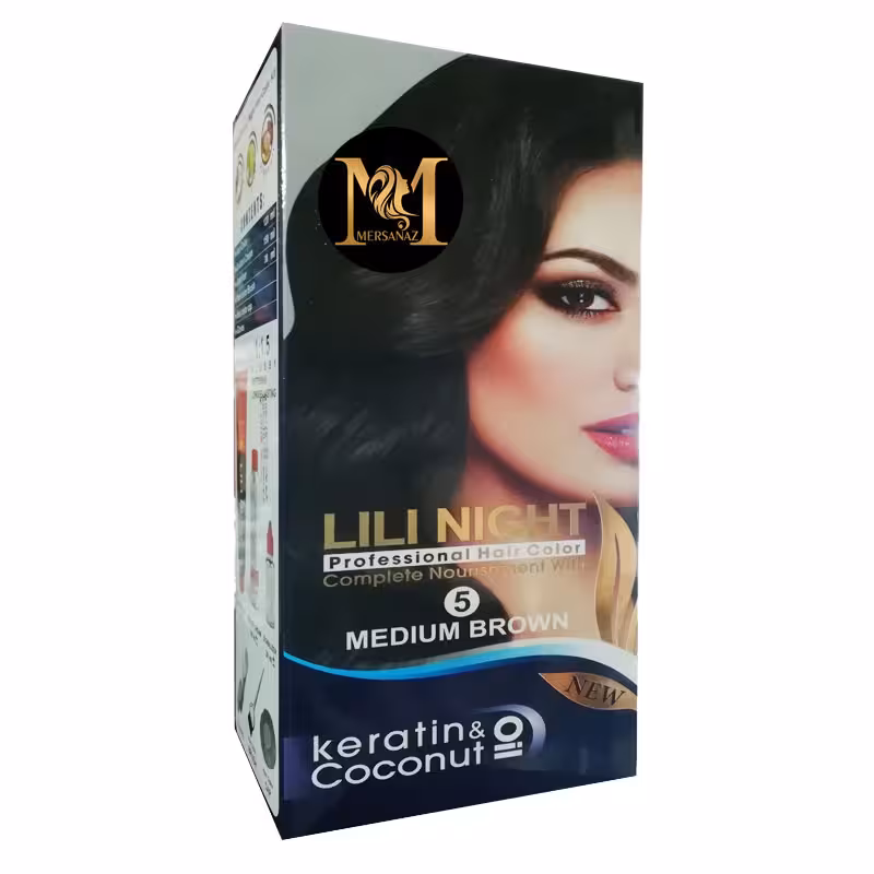 كیت رنگ مو لی لی نایت شماره 5 حجم 120 میلی لیتر رنگ قهوه ای متوسط