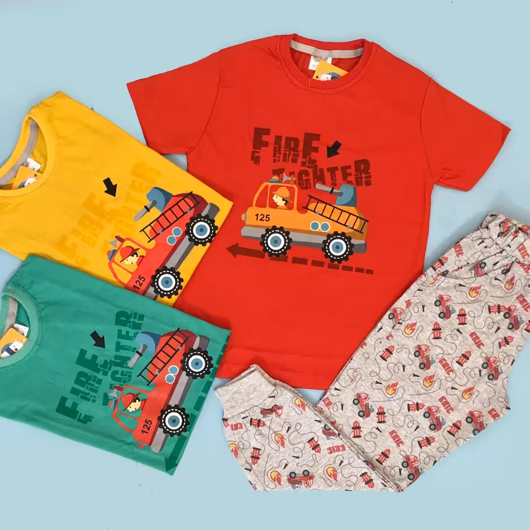 تیشرت و شلوار پسرانه ماشین آتش نشان سایز 40 تا 50