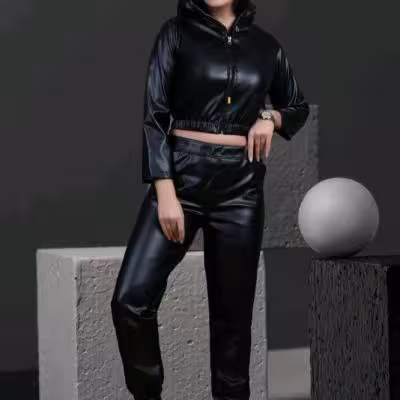 ست نیم تنه شلوار چرم آیلار 5571