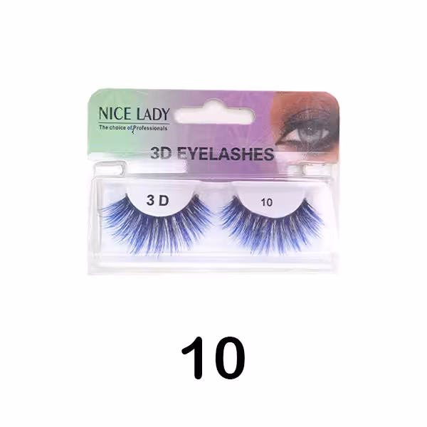 مژه جفتی رنگی 3D نایس لیدی هاله آبی کاربنی شماره 10