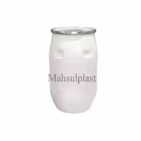 بشکه 100 لیتری دهانه گشاد سفید با تسمه فلزی