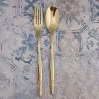 قاشق و چنگال طلایی غذا 2 پارچه مدل 918mw