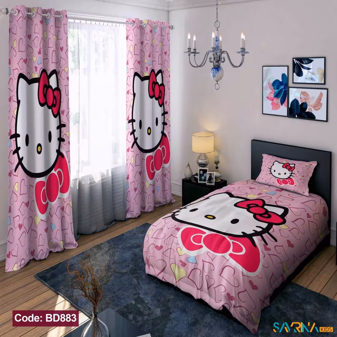 ست اتاق خواب دخترانه طرح کیتی کد BD883