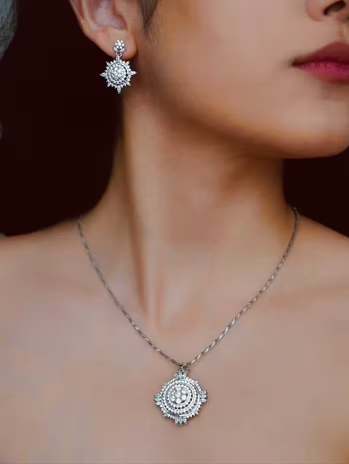 نیمست مجلل ایتالیایی نقره جواهری کد 00393