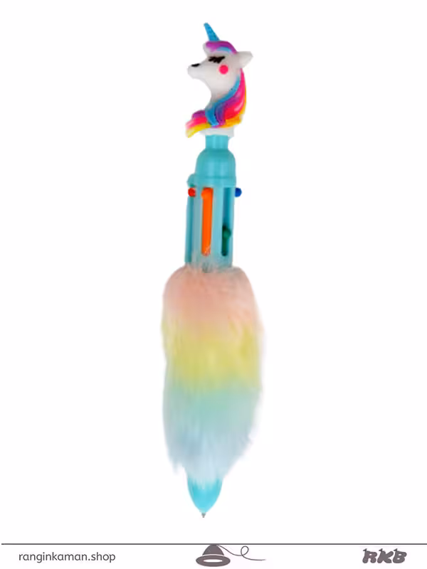 خودکار 6 رنگ پوم پوم یونیکورن 6 color pom pom unicorn pen