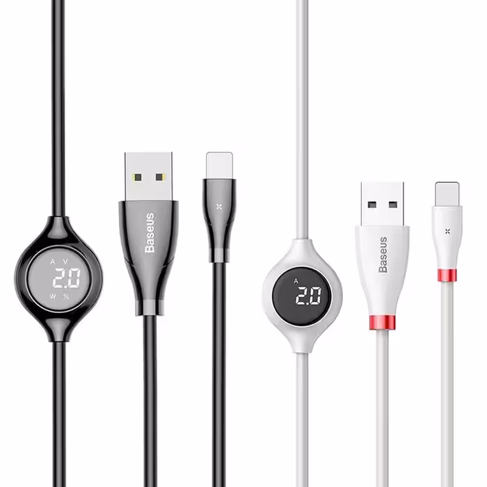 کابل USB به لایتنینگ نمایشگر دار برند بیسوس مدل Big Eye طول 1.2 متر