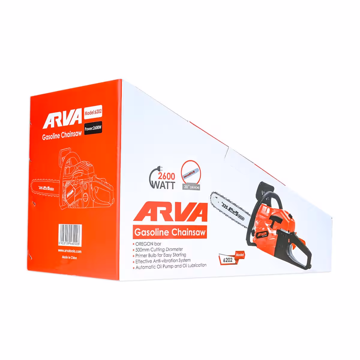 اره زنجیری بنزینی اروا  56.5 سی سی تیغه 50 سانت 2600 وات مدل 6202 آروا اره موتوری بنزینی آروا 6202