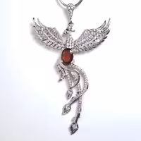 گردنبند یا مدالی نقره عیار استاندارد با نگین گارنت اصل معدنی آقابزرگ کد Med125