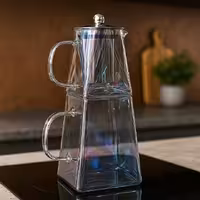 کتری و قوری پیرکس کف مربع هولوگرامی شعله مستقیم