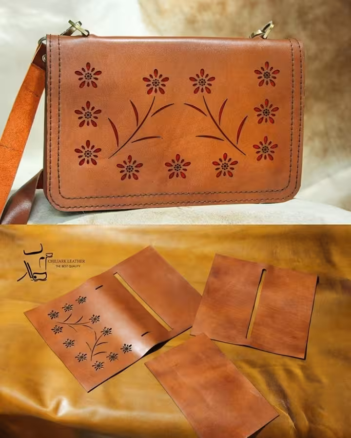 کیف دوشی زنانه چرم گاوی کد 101740