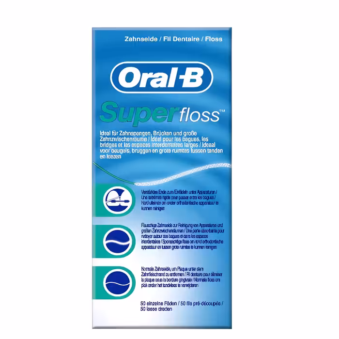نخ دندان ارتودنسی اورال بی Oral-B مدل Super floss طول 50 متری