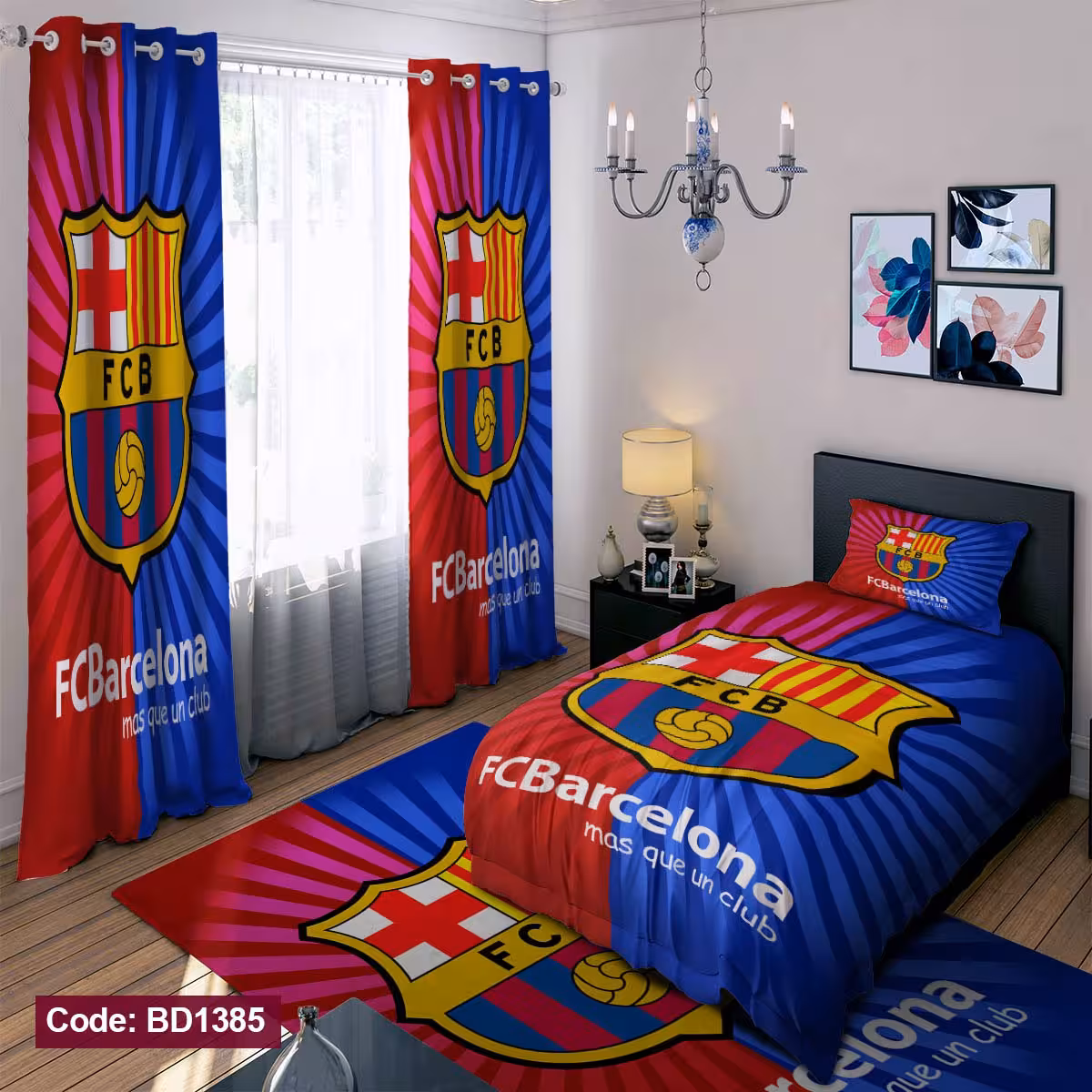 پرده پانچی مخمل چاپی پسرانه کد 1385