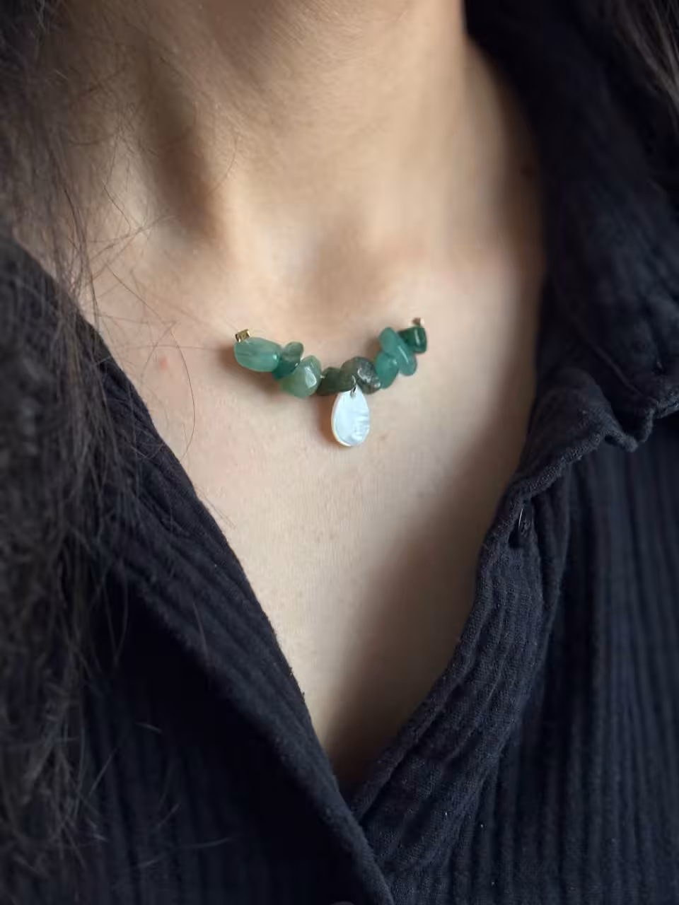 گردنبندزنانه  سنگ با بند نامرئی شماره 4