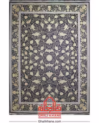 فرش تهران 1200 شانه طرح افشان طلاکوب دودی طلایی