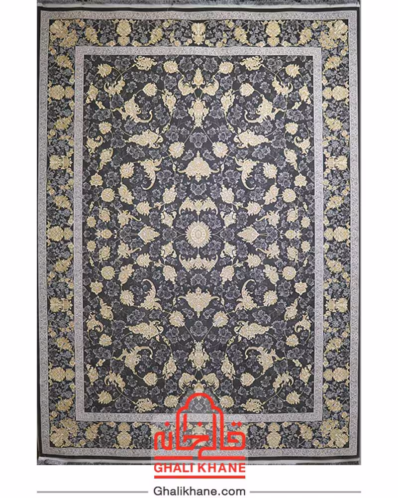 فرش تهران 1200 شانه طرح افشان طلاکوب دودی طلایی