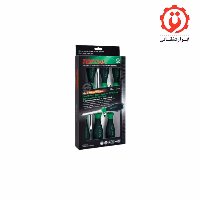ست پیچ گوشتی ضربه خور تاپ تول 6 عددی مدل GFE-0602