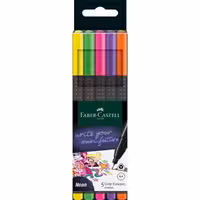 فابرکاستل ماژیک روان نویس سر نمدی گریپ 5 تایی نئونی FABER CASTELL Grip Finepen neon 151603