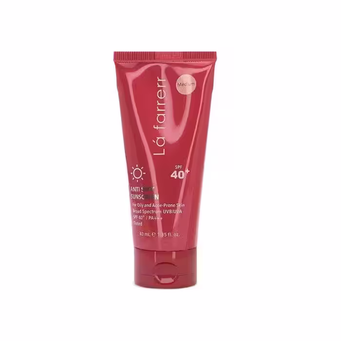 کرم ضد آفتاب و ضد لک فاقد چربی SPF 40 لافارر مناسب پوست چرب و مستعد آکنه حجم 40 میلی لیتر - رنگ متوسط