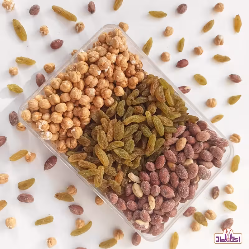 نخودچی کشمش بادام زمینی 250 گرمی اعتماد تازه و اعلا | amazonchi