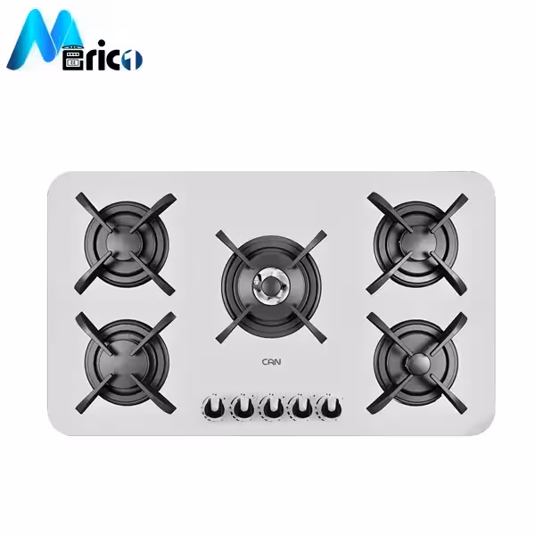 گاز رومیزی کن مدل پاردیک سفید پنج شعله شیشه