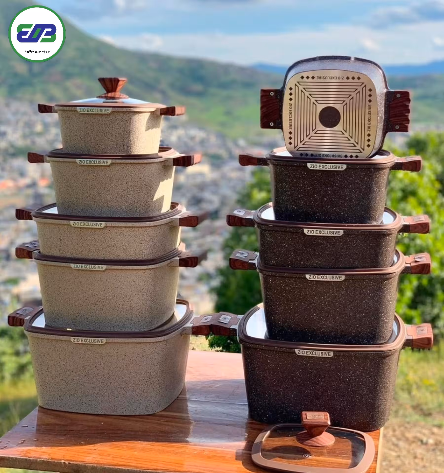 سرویس قابلمه 10 پارچه گرانیتی زیو مربع ترکیه مدل 8300