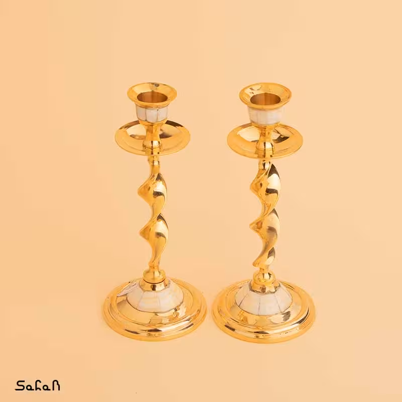 شمعدان جفت برنج و صدف 5213