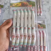 کارد میوه خوری 12 عددی مارک ماربلا طرح گل دار  تیغه ثابت      