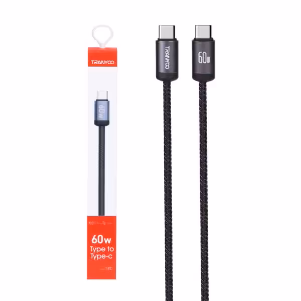 کابل شارژ فست TRANYOO Type-C to Type-C مدل T-P21 – مشکی-کد4523