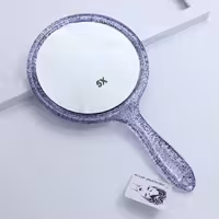 آینه آرایشی دو رو دسته دار 5X ذربین بزرگ بنفش 30455