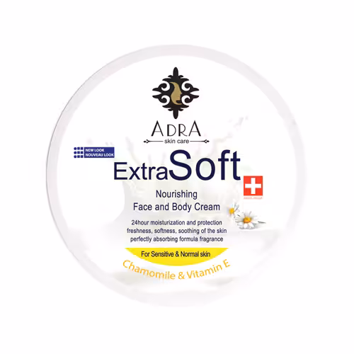 کرم کاسه ای دست و صورت آدرا حاوی عصاره بابونهAdra Extra Soft Chamomile Nourishing Face And Hand Cream