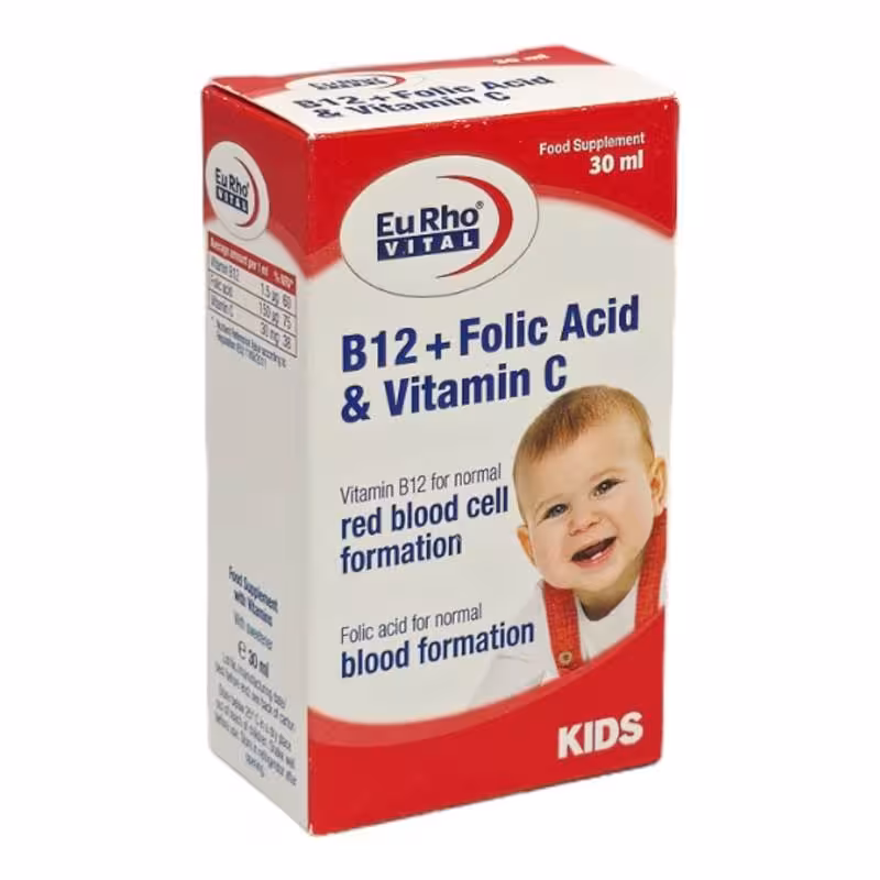 قطره ب12 و فولیک اسید و ویتامین سی یوروویتال 30 میلی لیتر