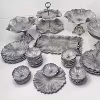 سرویس ظروف پذیرایی  رزینی طوسی صدفی6 نفره