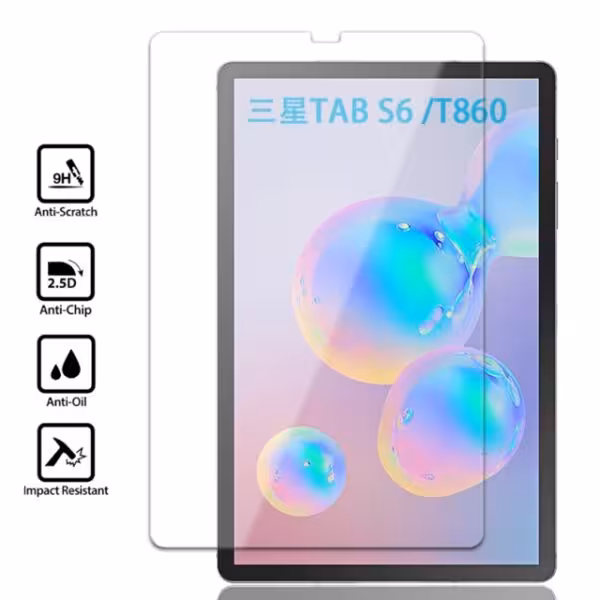 گلس تبلت سامسونگ S6  گلس تب اس 6 صفحه نمایش شیشه ای تبلت Tempered Glass for Tablet Samsung Galaxy Tab S6 (2019) SM-T860/T865