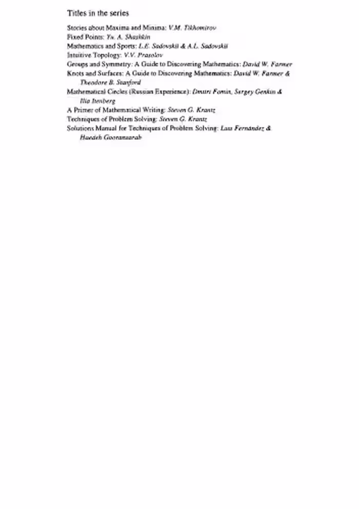 خرید و دانلود نسخه کامل کتاب Mathematical Circles: Russian Experience (Mathematical World, Vol. 7)