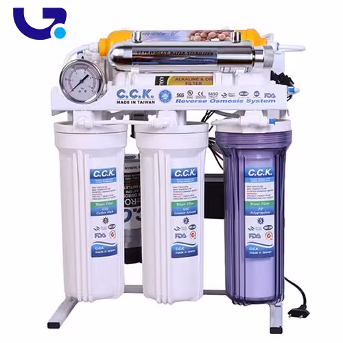 تصفیه آب 8 مرحله ایی سافت واتر شاسی فلزی با فیلتر آلکالین و ست uv